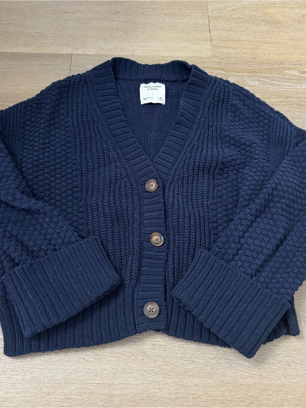 Abercrombie & Fitch Navy Chunky Knit Button Cardigan